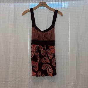Speechless Brown & Pink Paisley Tank blouse
